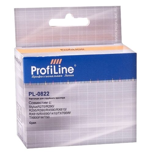 Картридж ProfiLine PL-0822-C, 250 стр, голубой картридж profiline pl 0825 light cyan для epson stylusr270 r290 r295 r390 rx590 rx610 rx615 rx690 1410 tx700w tx800fw t50