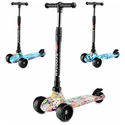 фото Самокат u062771y 3-х кол., колеса световые pu, микс no name