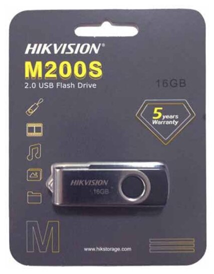 Флэш-память USB_ 16 GB Hikvision M200S HS-USB-M200S/16G USB2.0 черный