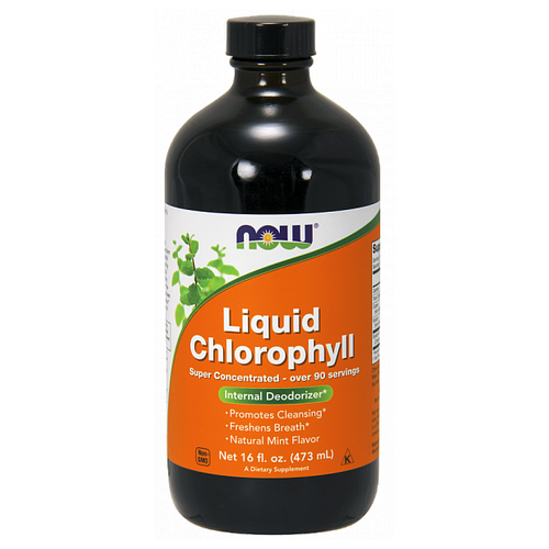 Купить Now Liquid Chlorophyll Mint Flavor Хлорофилл жидкий мятный вкус 16 OZ, 473 мл, NOW FOODS
