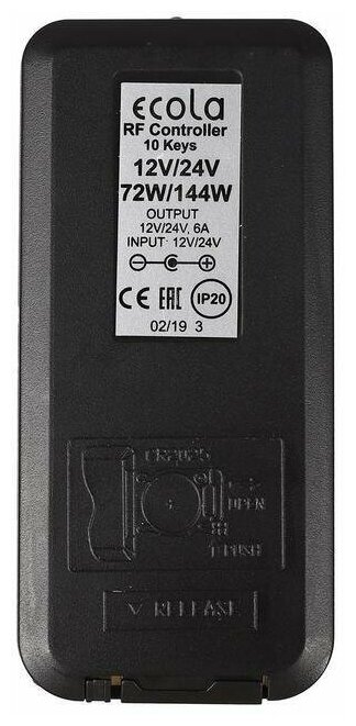 Мини-контроллер Ecola для RGB ленты, 12 – 24 В, 6 А, пульт ДУ - фотография № 2