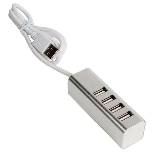 USB-концентратор HOCO HB1, 4 гнезда, 1 USB выход, цвет: белый