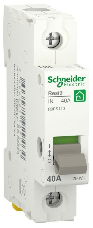фото Выключатель нагрузки (модульный рубильник) RESI9 40А 1P R9PS140 Schneider Electric