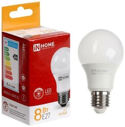 Лампа светодиодная IN HOME LED-A60-VC, 8 Вт, 230 В, Е27, 3000 К, 760 Лм 9527852