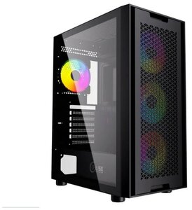 Фото Корпус Powercase Alisio X4B, Tempered Glass, 4x 120mm 5-color fan, чёрный, ATX (CAXB-L4)