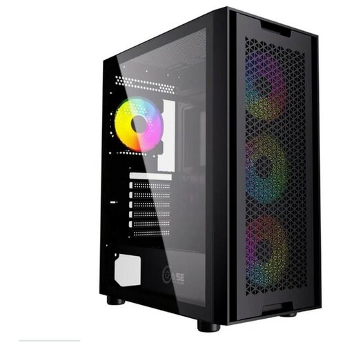 Корпус Powercase Alisio X4B, Tempered Glass, 4x 120mm 5-color fan, чёрный, ATX (CAXB-L4)