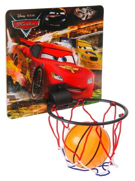Disney Баскетбольный набор с мячом «Тачки», диаметр мяча 8 см, диаметр кольца 13,5 см