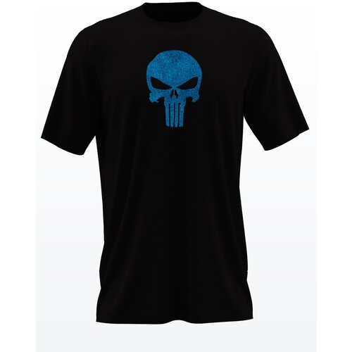 фото Футболка vilmoda каратель черная с переливающимся принтом xs вилвинил