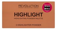 REVOLUTION Палетка хайлайтеров 3 Highlighter Powder highlight