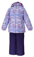 Комплект с полукомбинезоном Huppa размер 110, dark lilac unicorn pattern/ dark lilac