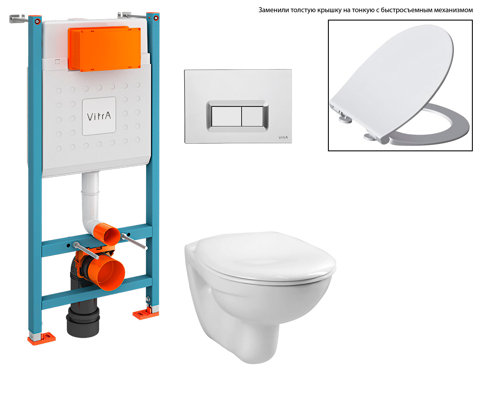 фото Комплект: Инсталляция Vitra + Унитаз Normus + сиденье с микролифтом + клавиша смыва 9773B003-7206
