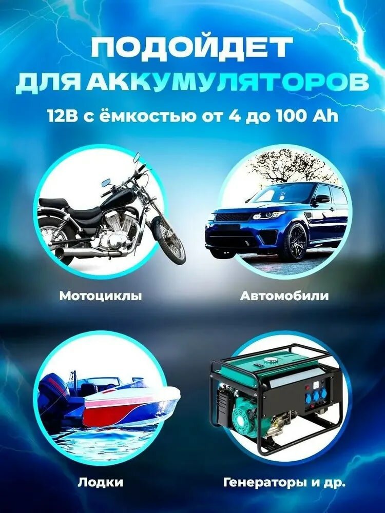 Зарядное устройство для аккумуляторов автомобиля и мотоцикла 12В — фото 3
