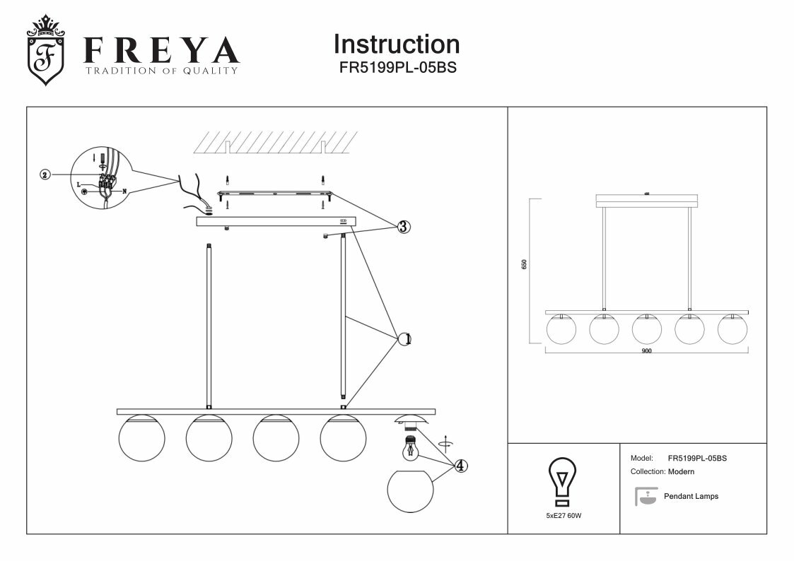 Светильник Freya ZING FR5199PL-05BS - фото №6