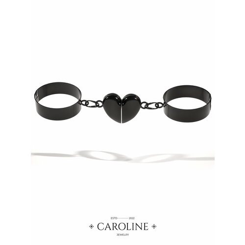 фото Кольцо на два пальца caroline jewelry, металл, безразмерное, черный