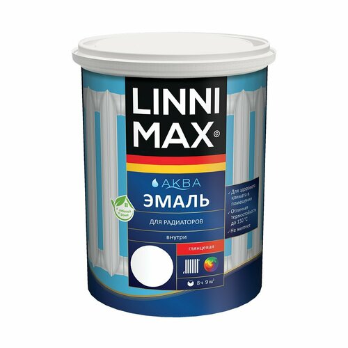 Эмаль для радиаторов Linnimax Аква, акриловая, глянцевая, белая, 0,9 л