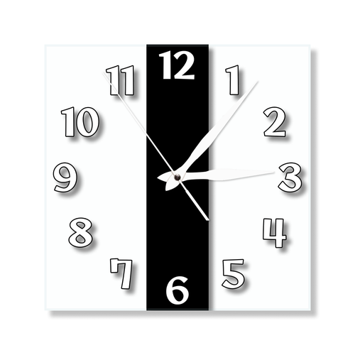 Прозрачные настенные часы, 30см х 30см/ Большие кварцевые бесшумные интерьерные часы с принтом/ Часы-картина на стену/, Черная полоса 2