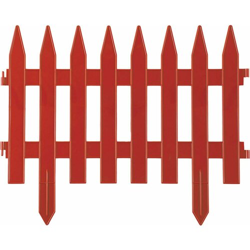 Заборчик декоративный "классика", красный, 300 х 28 см, комплект из 7 заборчиков