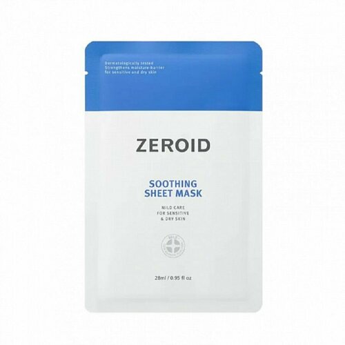 фото Тканевая маска для сухой и чувствительной кожи лица, 28 мл, zeroid soothing