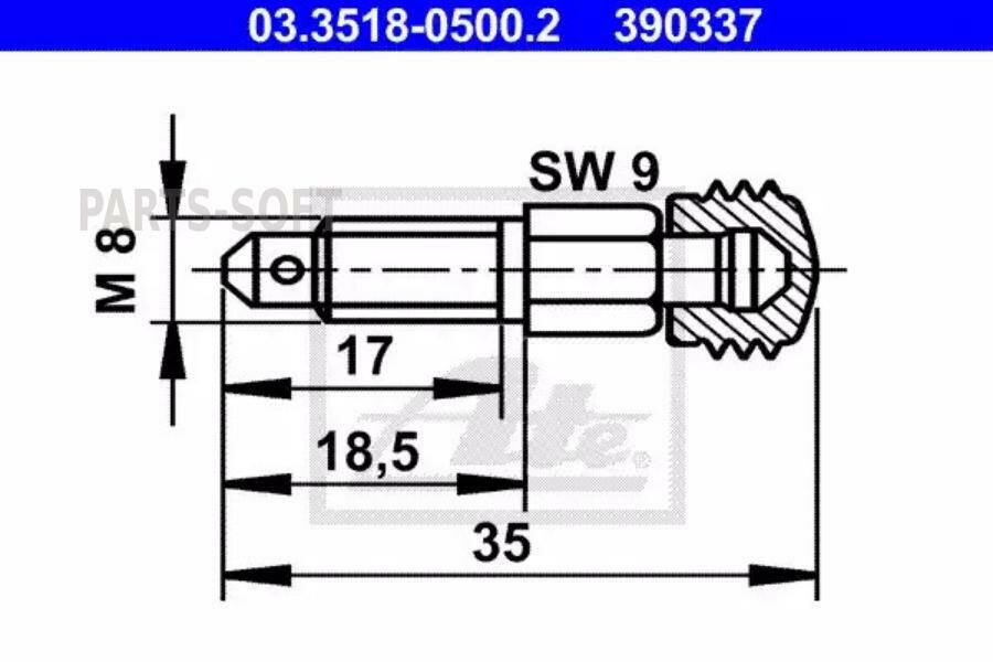 ATE 03351805002 03.3518-0500.2_штуцер прокачки ! M8x18.5x35\ Volvo