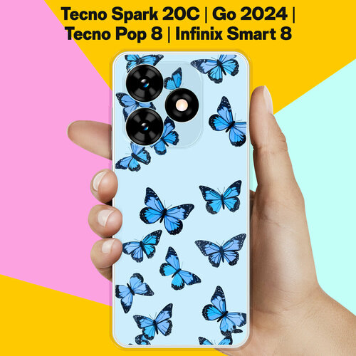 Силиконовый чехол на Tecno Spark Go 2024 / Tecno Spark 20C / Tecno Pop 8 / Infinix Smart 8 Бабочки / для Техно Спарк Го 2024 / Техно Спарк 20Ц / Техно Поп 8 / Инфиникс Смарт 8 силиконовый чехол с принтом unicorn dab для tecno spark 8 техно спарк 8