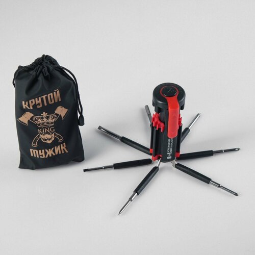 фото Фонарь многофункциональный, мультитул 8 в 1 "крутому мужику", 12 х 4 см, 3 ааа мастер к.