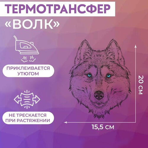 Термотрансфер «Волк», 15,5 × 20 см, цвет чёрный/белый термотрансфер good mood 12 × 15 см цвет чёрный