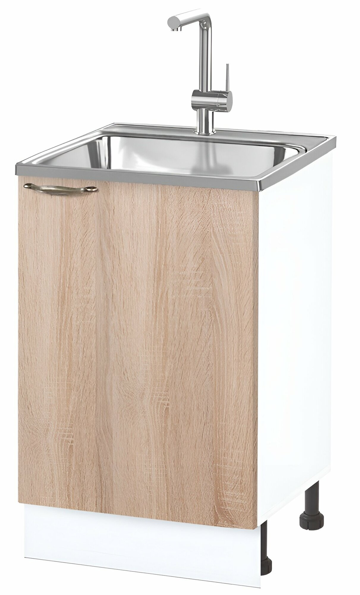 фото Шкаф кухонный напольный для мойки, Полюс 50 см, ЛДСП дуб сонома