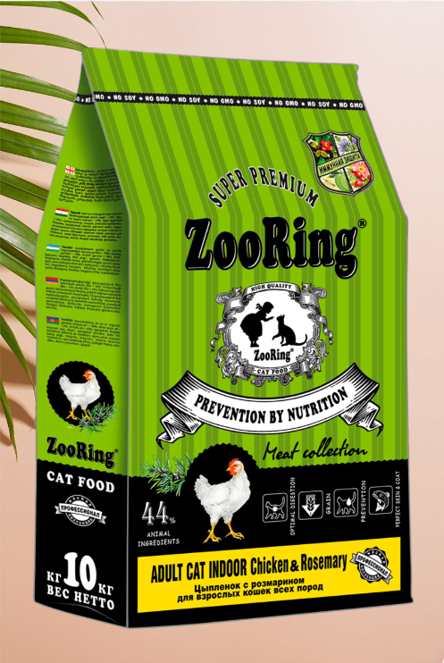 Zooring ADULT CAT INDOOR CHICKEN&rosemary (Цыпленок с розмарином) 10 кг