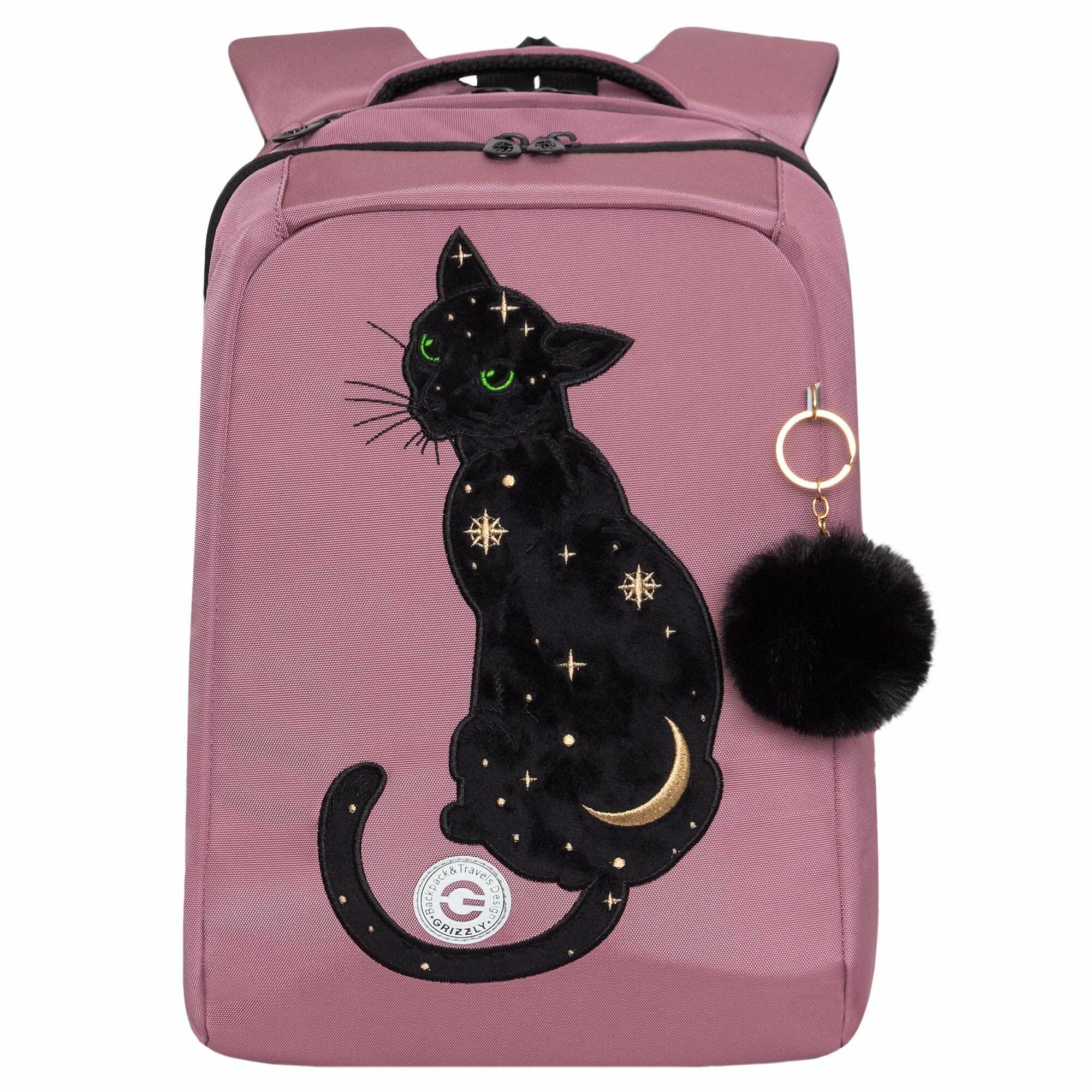 фото Рюкзак школьный для девочки подростка, с ортопедической спинкой, для средней школы, GRIZZLY (розовый)