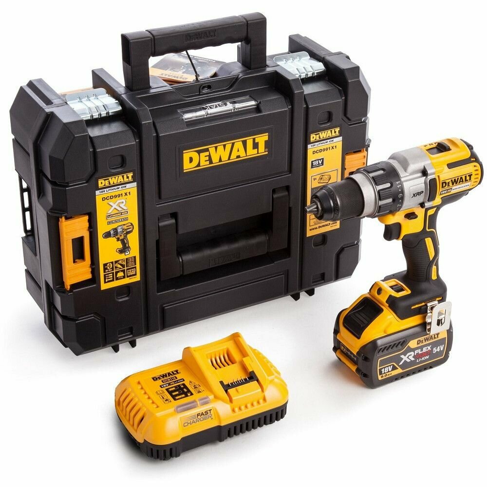 Дрель аккумуляторная DEWALT DCD 991 X1 18v 9.0Ah Li-Ion, 2000 об/мин, арт. DCD991X1-QW