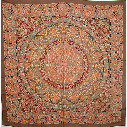 фото Платок ,80х80 см, черный, коричневый оао "павловопосадская платочная мануфактура"