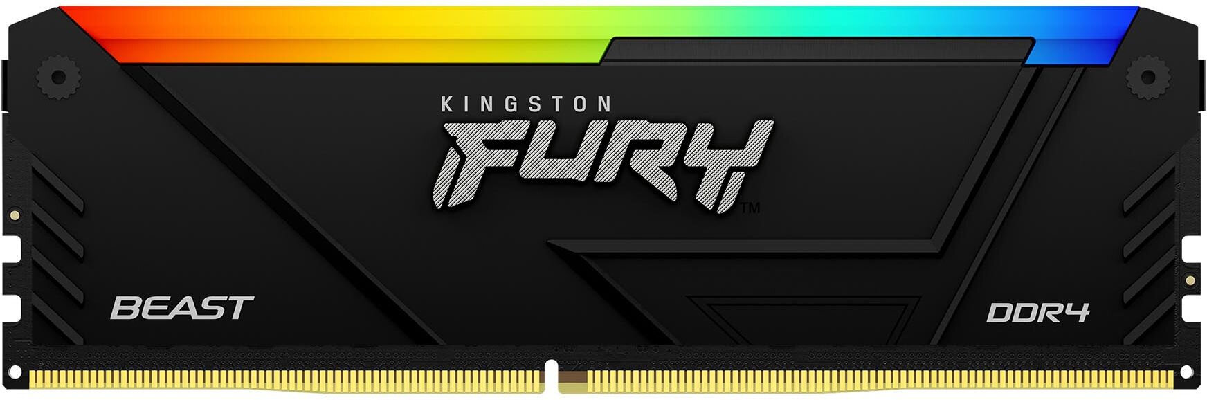 Память DDR4 8GB 3733MHz Kingston KF437C19BB2A/8 Fury Beast RGB RTL Gaming PC4-29900 CL19 DIMM 288-pin 1.35В single rank с радиатором Ret