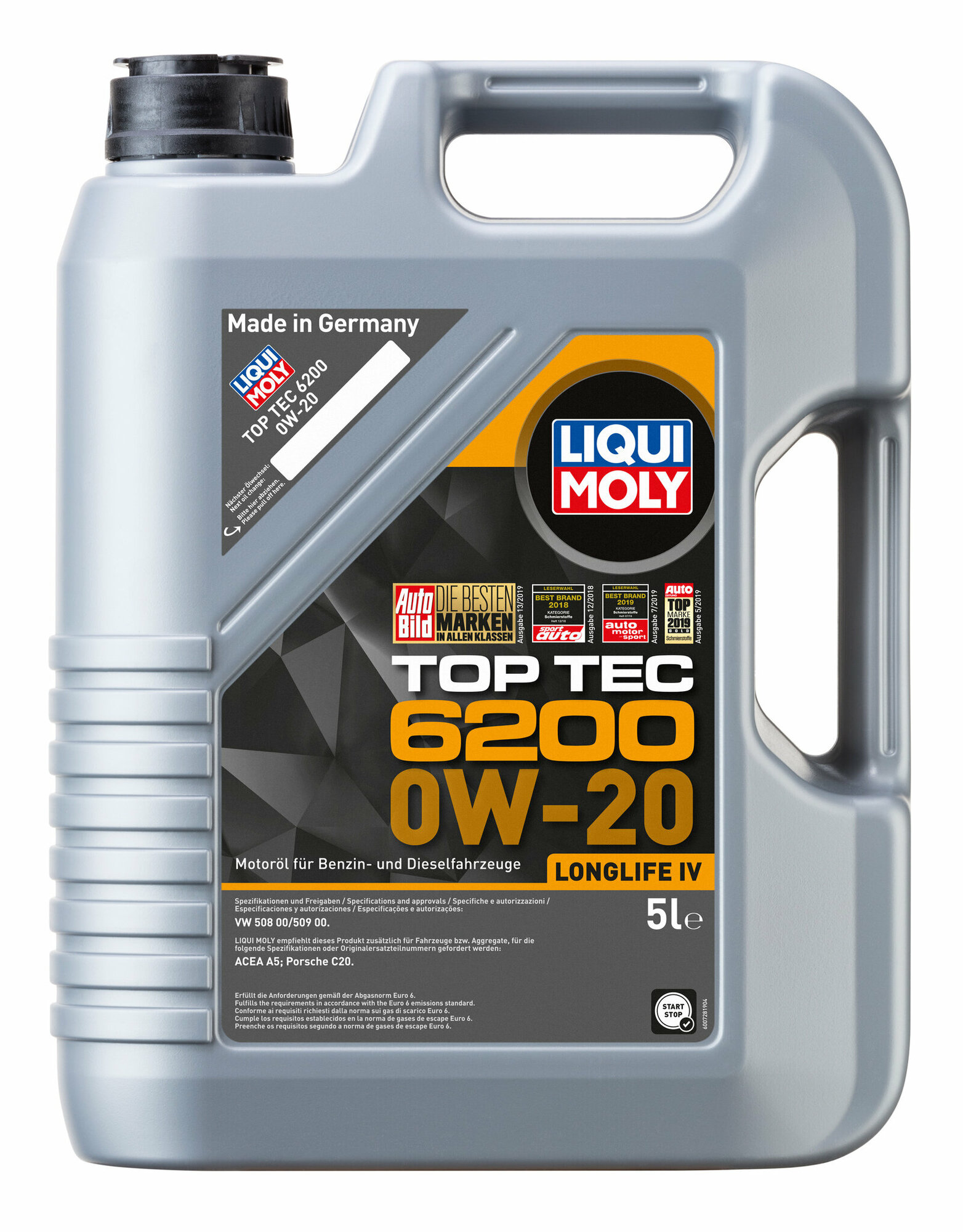 LIQUI MOLY Моторное масло LIQUI MOLY Top Tec 6200 0W20 НС синтетическое 5л