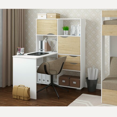 Изображение товара Компьютерный стол угловой Есэндвич Лаворо, 110x110х150 см, правый, Белый/Пикард