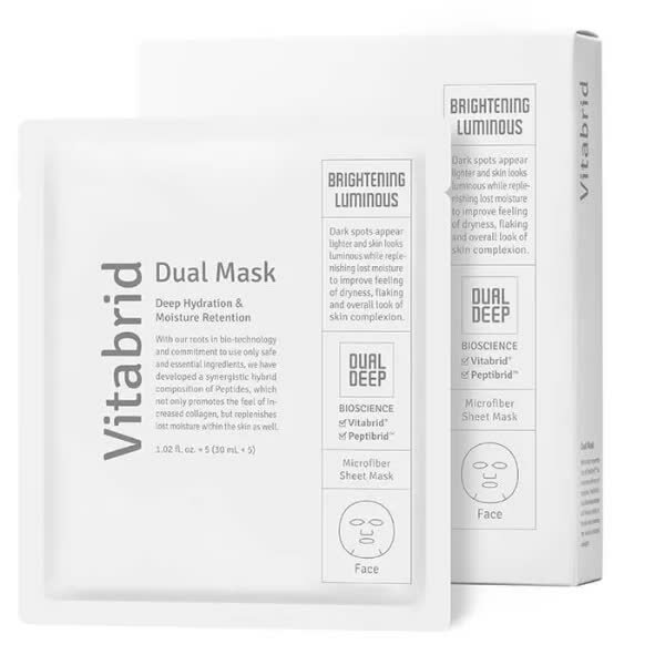 Peptibrid Dual Mask Brightening Luminous маска для лица с эффектом отбеливания 5шт