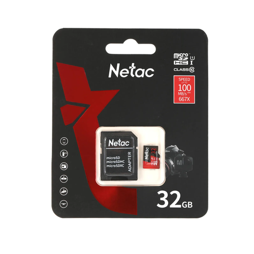 Карта памяти MicroSD 32Гб Netac P500 Extreme Pro (NT02P500PRO-032G-R)