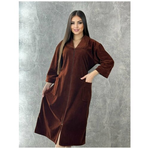 фото Халат , размер 54, коричневый mira textile
