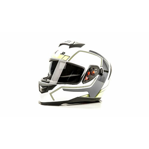 Шлем мото интеграл HIZER J5318 #2 (S) white/yellow (2 визора)