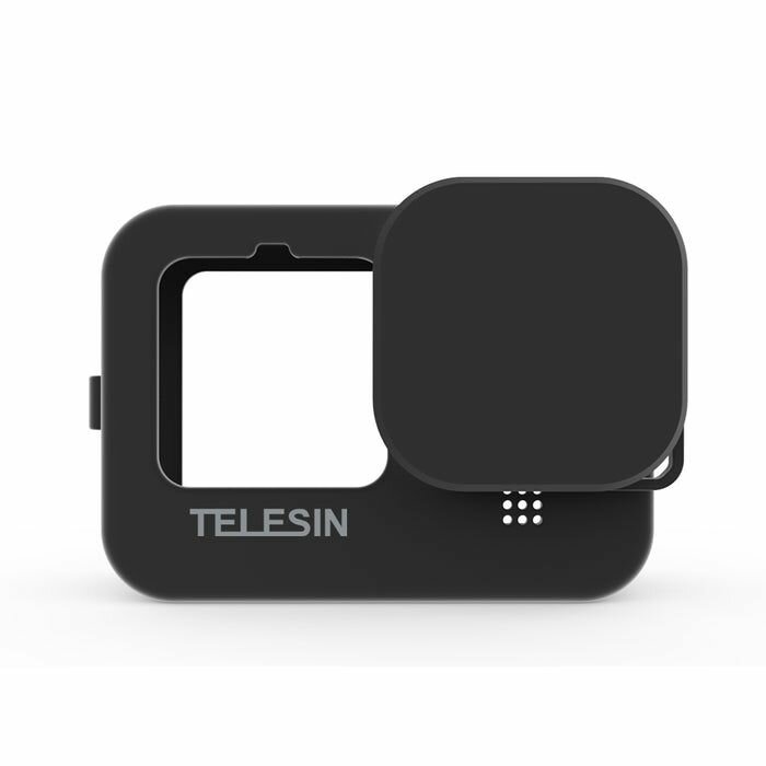 Cиликоновый чехол Telesin для GoPro HERO9/10/11/12 Black + крышка на объектив, GP-HER-041-BK