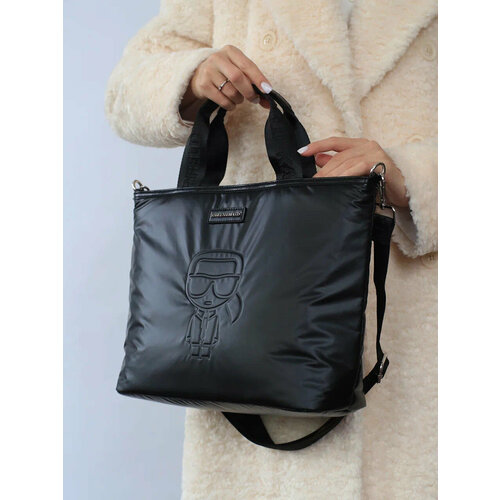 Сумка тоут , фактура гладкая, черный