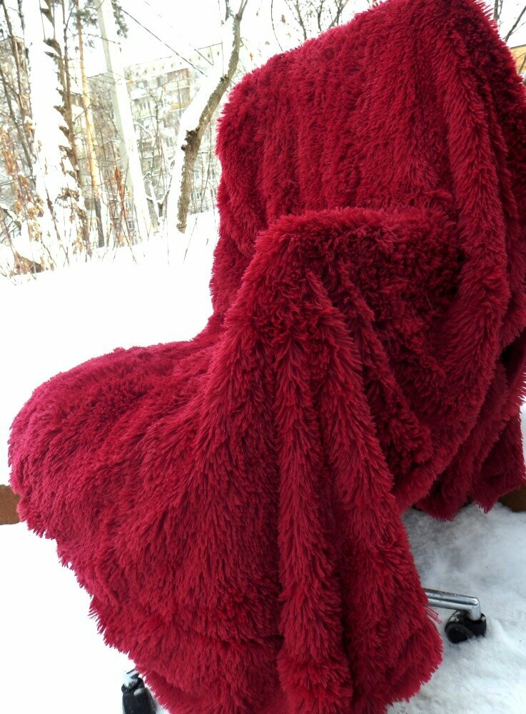 фото Мягкий плед / меховой плед / плед травка / плед пушистый / плед 200*220 / красный