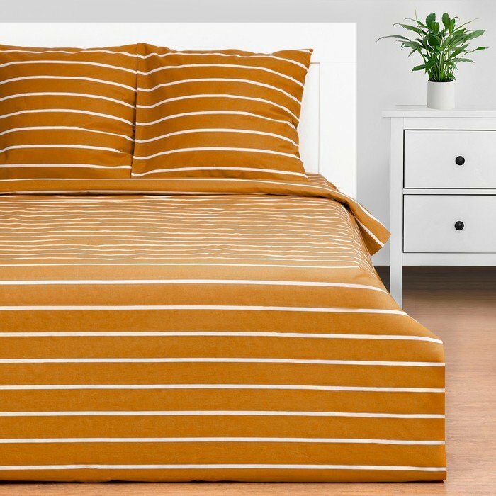 Постельное бельё Этель Дуэт Mustard stripes 143х215см-2шт 220х240см 70х70см-2шт 100% хлопок поплин