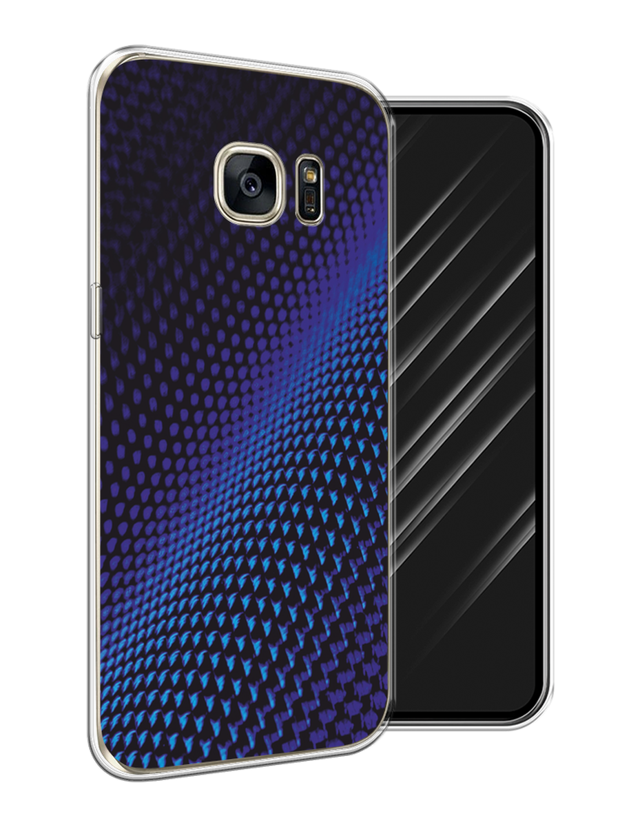 Силиконовый чехол на Samsung Galaxy S7 / Самсунг Галакси S7 "Синий карбон"