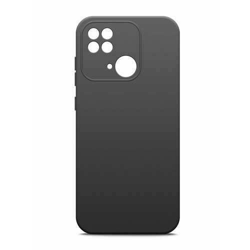 Чехол на Xiaomi Redmi 10C (Ксиоми редми 10С) черный матовый силиконовый с защитой (бортиком) вокруг камер, Brozo