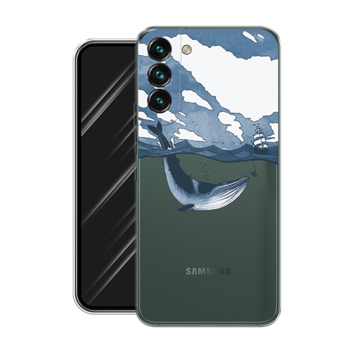 Силиконовый чехол на Samsung Galaxy S22 Plus / Самсунг Галакси S22 Плюс Большой кит, прозрачный