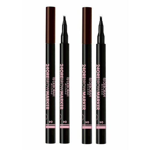 Лайнер для бровей Deborah Milano, 24 Ore Brow Marker, тон 04 брюнет, 0,8 г, 2 шт.