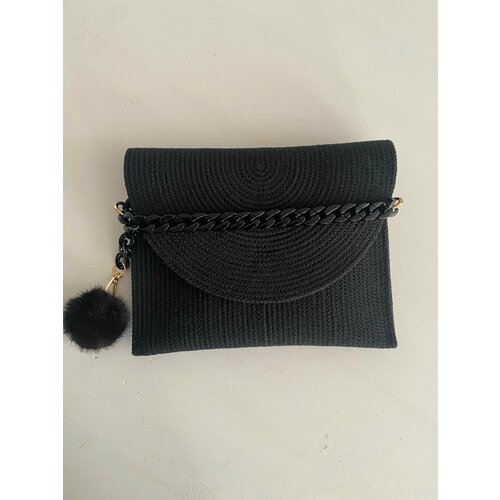 Сумка Нежный плед, фактура плетеная, черный