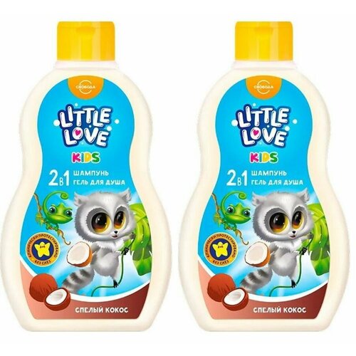 Little love Детский шампунь гель для душа 2 в 1 Спелый кокос 400 мл 2 шт 706₽
