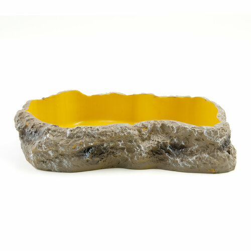 Поилка-кормушка для рептилий MCLANZOO Bowls камень/желтая, 18.5х13.0х3.9см
