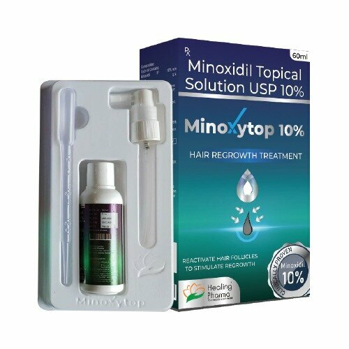 Лосьон косметический мужской для роста волос и бороды Minoxytop 10% Solution 10% Healing Pharma, 60 мл.